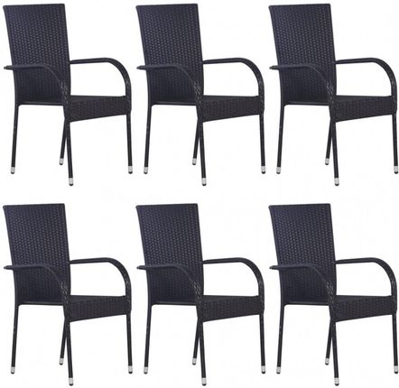 Sztaplowane Krzesła Ogrodowe 6 Szt. Polirattan Czarne Kod: V-310087