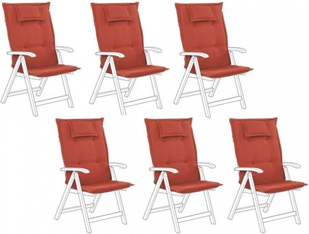Zestaw 6 Poduszek Na Krzesła Ogrodowe Czerwony Toscana/Java Kod 4251682250771