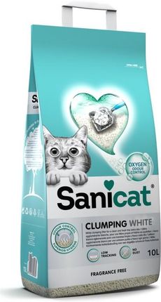 SaniCat Clumping White żwirek dla kota bezzapachowy, zbrylający 10L