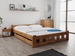 Maxi Drew Łóżko Naomi Podwyższone 160x200 Cm Dąb Ze Stelażem Listwowym Typu Ruszt Materac Deluxe 15