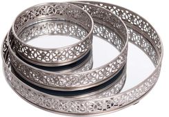Zdjęcie Dekoria.Pl Komplet Tac Judith 3Szt. Silver 10 15 20X3Cm (814636) - Karczew