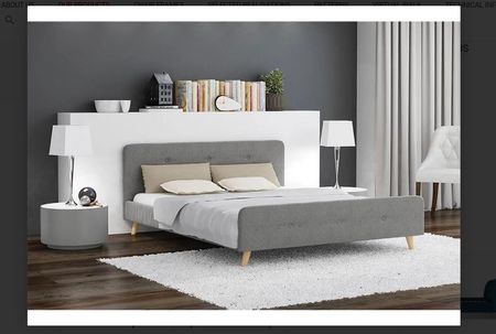 Łóżko tapicerowane szare AMELIA 160 x 200 cm Materac: Bez materaca