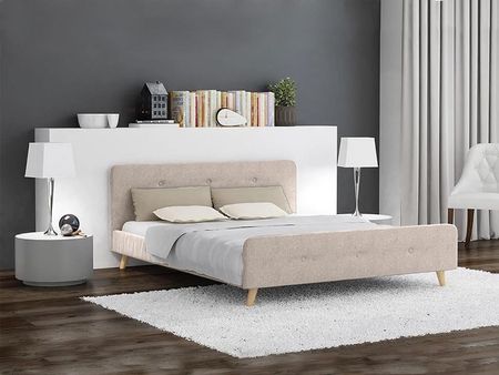 Łóżko tapiecerowane beżowe AMELIA 160 x 200 cm Materac: Bez materaca