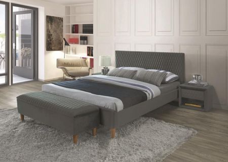 Łóżko tapicerowane AZURRO VELVET 140 x 200 cm szare