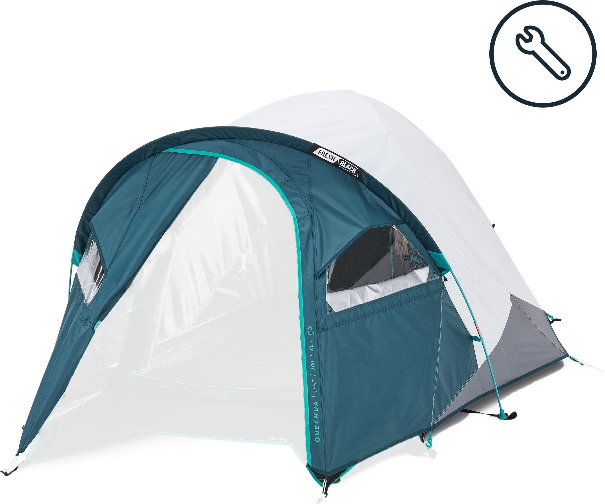 Quechua Mh100 Xl QUECHUA Camping Tent- Mh100 Xl 3-P, Black Azadea