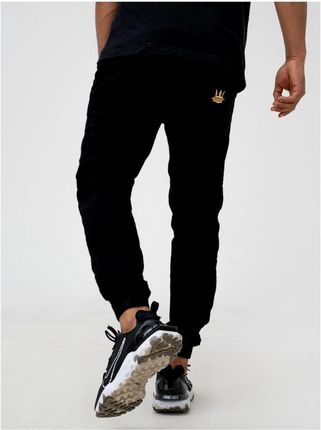 Spodnie Jogger Jigga Czarne Złote Jakość Modne L