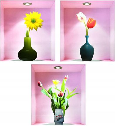 Naklejki na ścianę ściany Kwiaty Wazon 3D Tulipany