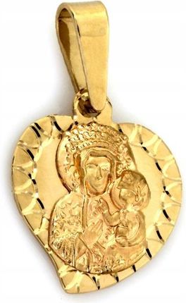 Złoty Medalik 585 Matka Boska z Jezusem Serce (LOVRIN)