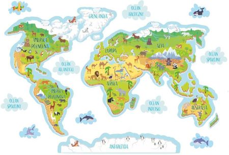 Naklejka mapy mapa świata dla dzieci na ścianę 200