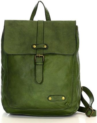MARCO MAZZINI Miejski plecak skórzany w stylu old look handmade leather zielony