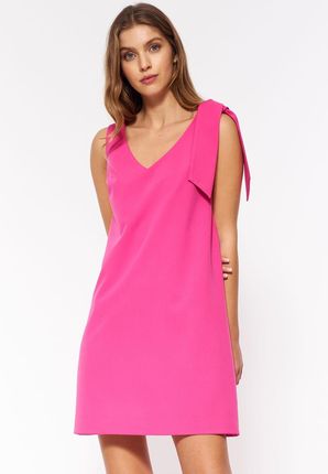 Różowa sukienka z szarfą S198 Pink