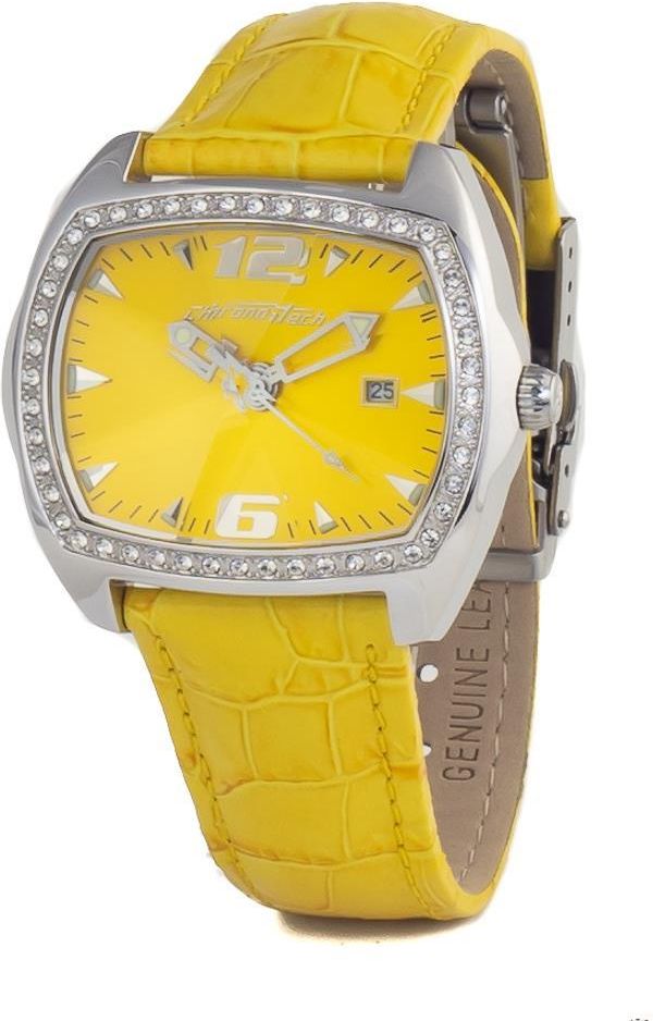 Chronotech CT2188LS-05 Orologio Unisex Adulto - Quarzo, Cassa Acciaio Argento 41mm, Cinturino Pelle Gialla
