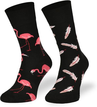 Modne kolorowe bawełniane skarpetki – Flamingi