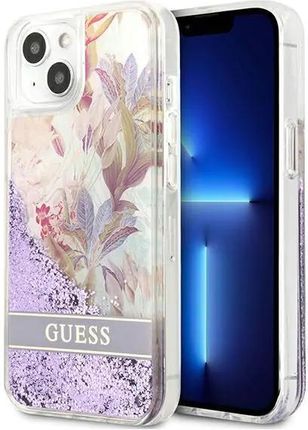 Guess GUHCP13SLFLSU iPhone 13 mini 5,4" fioletowy/purple hardcase Flower Liquid Glitter (398009)