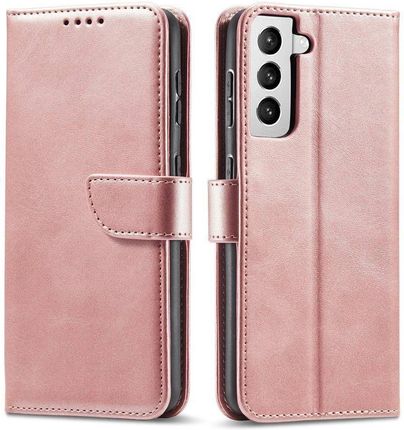 Magnet Case elegancki futerał etui pokrowiec z klapką i funkcją podstawki Samsung Galaxy S22 Ultra różowy (109236)