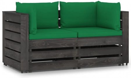 Ogrodowa Sofa 2-Os Z Poduszkami Impregnowane Na Szaro Drewno Kod: V-3068161 +