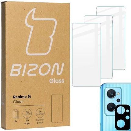 Szkło hartowane Bizon Glass Clear - 3 szt. + obiektyw, Realme 9i (33827)