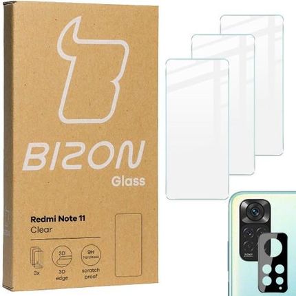 Szkło hartowane Bizon Glass Clear - 3 szt. + obiektyw, Redmi Note 11 / 11s (33828)