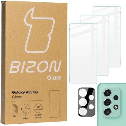 Szkło hartowane Bizon Glass Clear - 3 szt. + obiektyw, Galaxy A53 (33833)