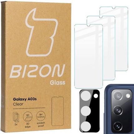Szkło hartowane Bizon Glass Clear - 3 szt. + obiektyw, Galaxy A03s (33838)