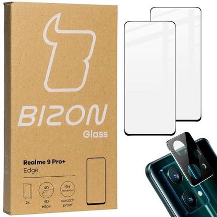 Szkło hartowane Bizon Glass Edge - 2 sztuki + ochrona na obiektyw, Realme 9 Pro Plus (34089)