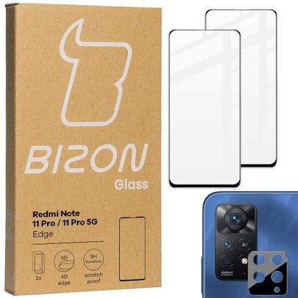 Szkło hartowane Bizon Glass Edge - 2 sztuki + ochrona na obiektyw, Redmi Note 11 Pro / Pro 5G (34091)
