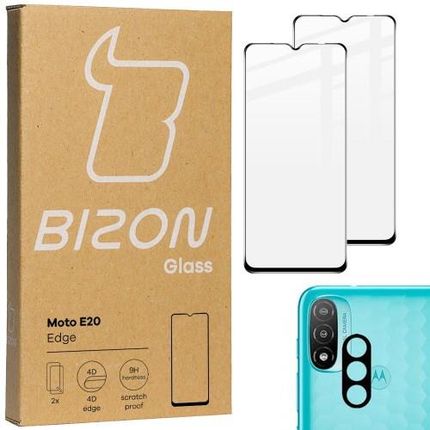 Szkło hartowane Bizon Glass Edge - 2 sztuki + ochrona na obiektyw, Moto E20 (33969)