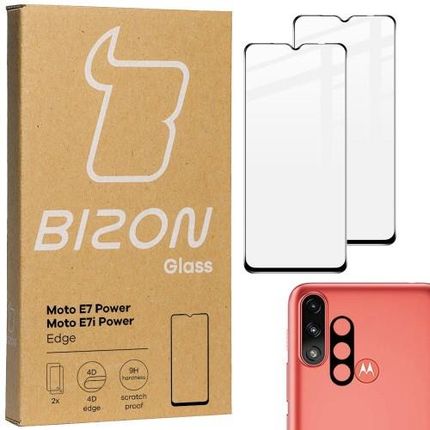 Szkło hartowane Bizon Glass Edge - 2 sztuki + ochrona na obiektyw, Moto E7 Power / E7i Power (33973)