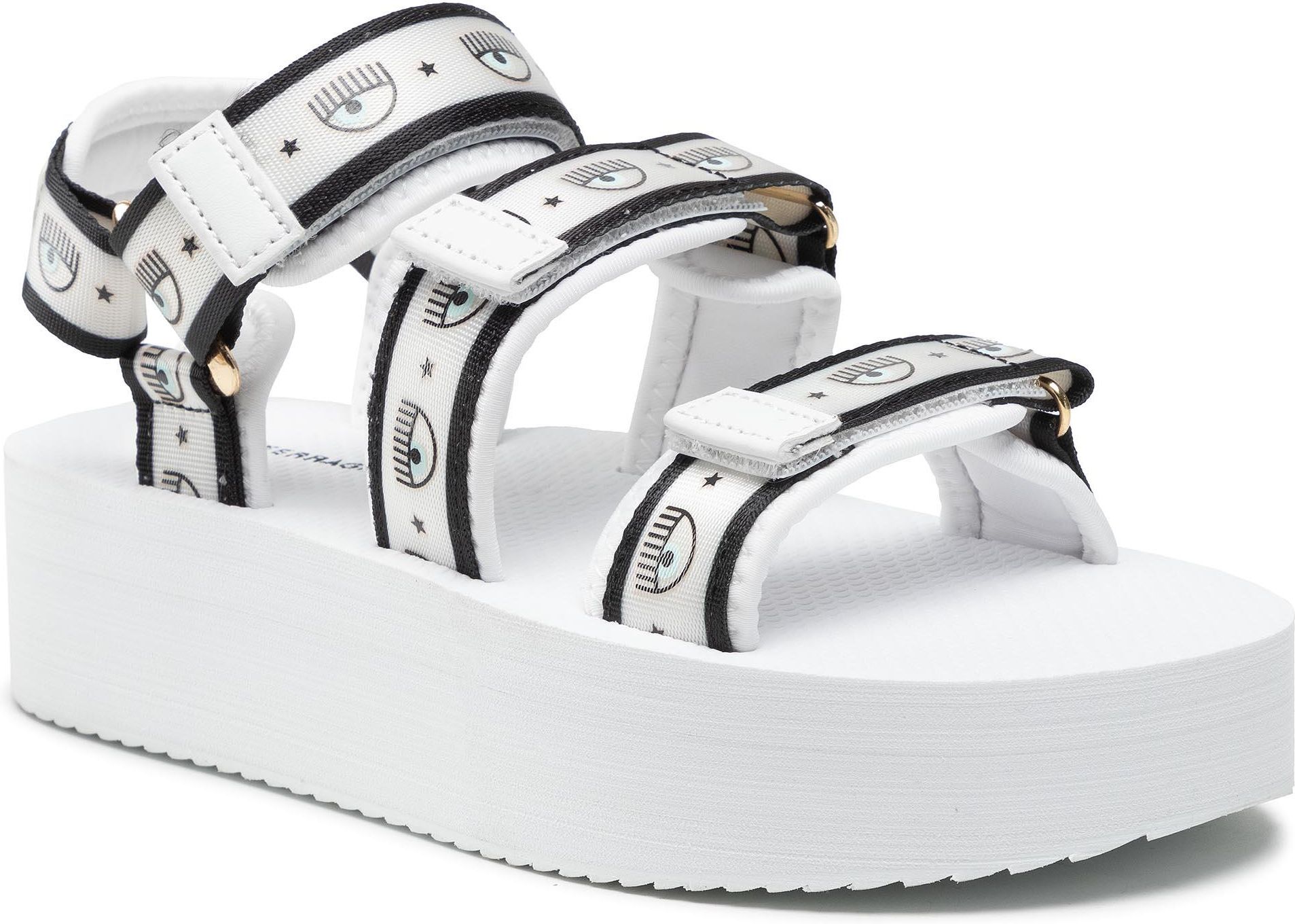 Sandały CHIARA FERRAGNI - CF2961-009 White - Ceny i opinie