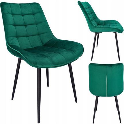 Krzesło Pikowane Welur Tapicerowane Glamour Zielone Misty 124126381