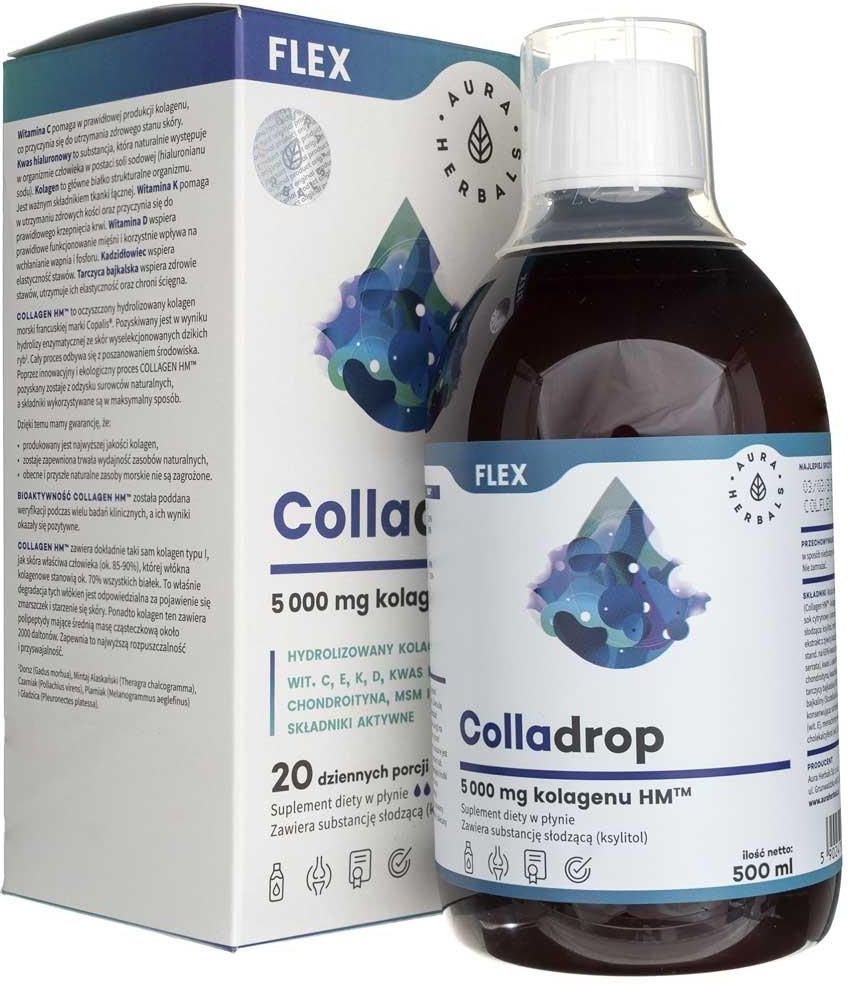 Aura Herbals Colladrop Flex 5000 mg Kolagen Morski 500ml - Opinie i ceny na  Ceneo.pl