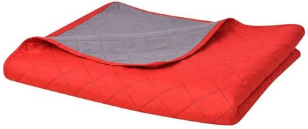 Vidaxl Dwustronna pikowana narzuta na łóżko 220x240 cm czerwona i szara 2920975