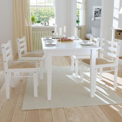 vidaXL Krzesła stołowe 4 szt. białe drewno kauczukowe i aksamit 2929329