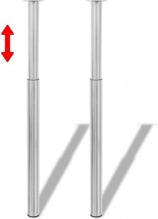 vidaXL 2 teleskopowe nogi do stołu Matowy nikiel 710 mm-1100 mm 2929371
