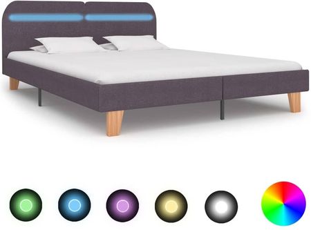 Vidaxl Rama łóżka z LED taupe tapicerowana tkaniną 160 x 200 cm 2935371