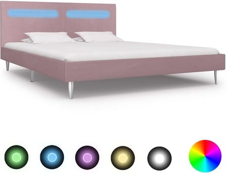 Vidaxl Rama łóżka z LED różowa tapicerowana tkaniną 180 x 200 cm 2935437