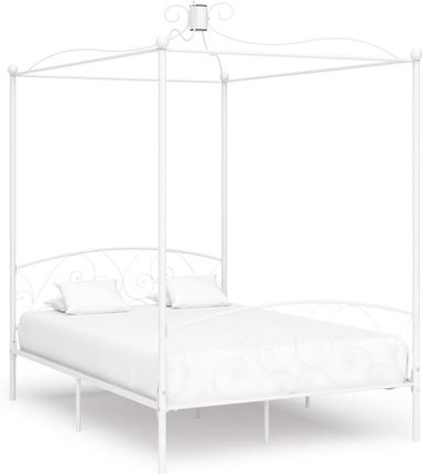 Vidaxl Rama łóżka z baldachimem biała metalowa 120 x 200 cm 2936990