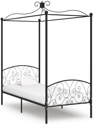 Vidaxl Rama łóżka z baldachimem czarna metalowa 90 x 200 cm 2936992