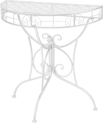 vidaXL Półokrągły stolik vintage metalowy 72 x 36 x 74 cm srebrny 2930968