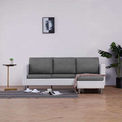 vidaXL 3-osobowa sofa z poduszkami biała sztuczna skóra 2935898