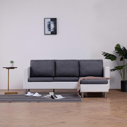vidaXL 3-osobowa sofa z poduszkami biała sztuczna skóra 2935899