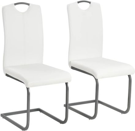 vidaXL Krzesła stołowe wspornikowe 2 szt. białe sztuczna skóra 2931105