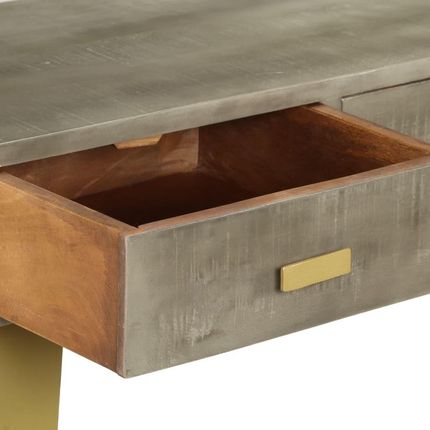 vidaXL Stolik konsola lite drewno mango szaro-mosiężny 110x35x76cm 2931403 - zdjęcie 4