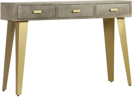 vidaXL Stolik konsola lite drewno mango szaro-mosiężny 110x35x76cm 2931403 - zdjęcie 6