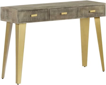 vidaXL Stolik konsola lite drewno mango szaro-mosiężny 110x35x76cm 2931403 - zdjęcie 3