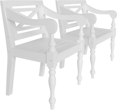 Vidaxl Krzesła Batavia 2 szt. białe lite drewno mahoniowe 2931484