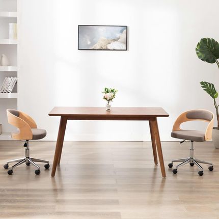 Vidaxl Obrotowe krzesło stołowe taupe gięte drewno i tkanina 2938378