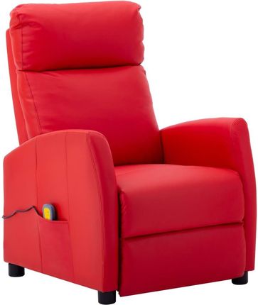 Vidaxl Rozkładany fotel masujący czerwony ekoskóra 2939507