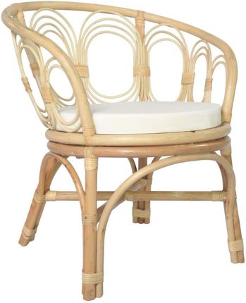 vidaXL Krzesło stołowe z poduszką naturalny rattan i len 2966035