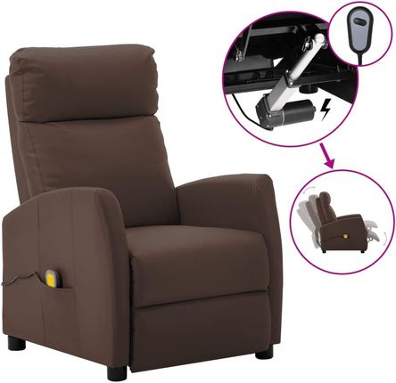 Vidaxl Rozkładany fotel masujący elektryczny brązowy ekoskóra 2950791